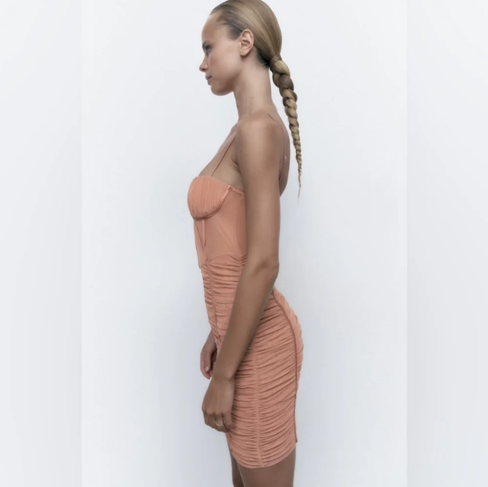 NWT WOMEN'S ZARA CORSET RUCHED MINI DRESS SZ MEDIUM $70 - Picture 3 of 5